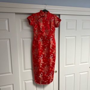 Chinese Cheongsam Red Dress
